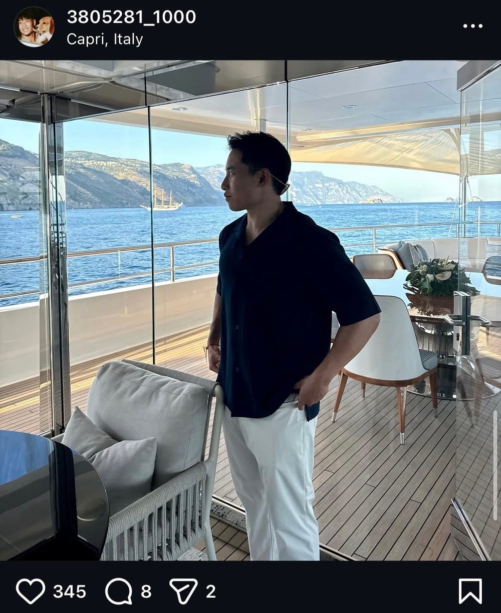 Kant Tanyawong on the Wanderlust superyacht in Capri